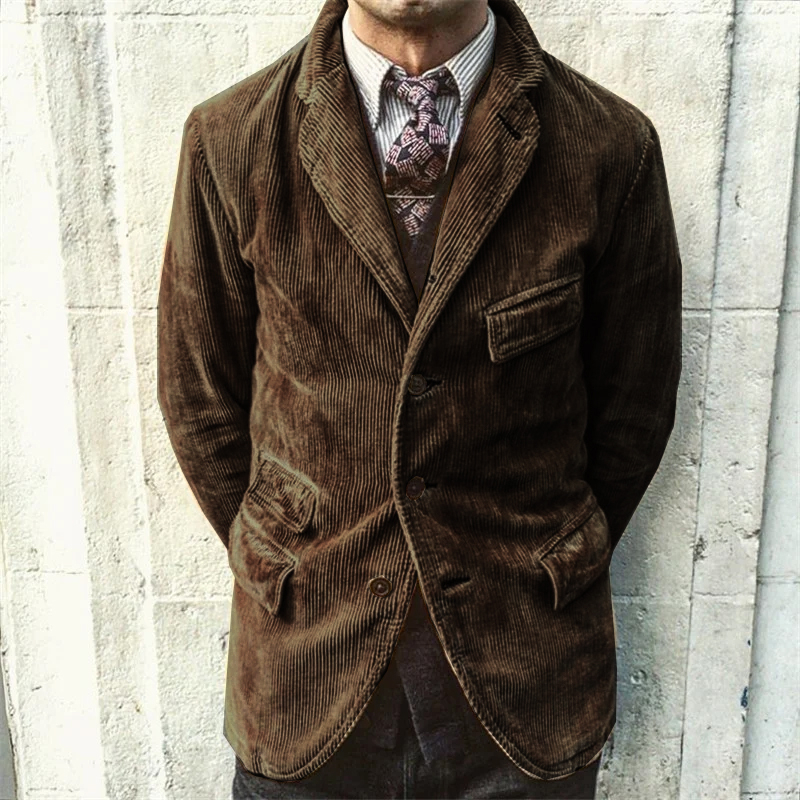 Retro Corduroy Casual Solid Color Single Breasted Jacket