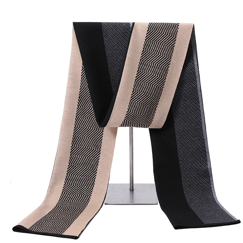 Men's Scarf Winter Warm Plaid Thickened Business Knitted Cashmere Thick Scarf Fashionable Scarf