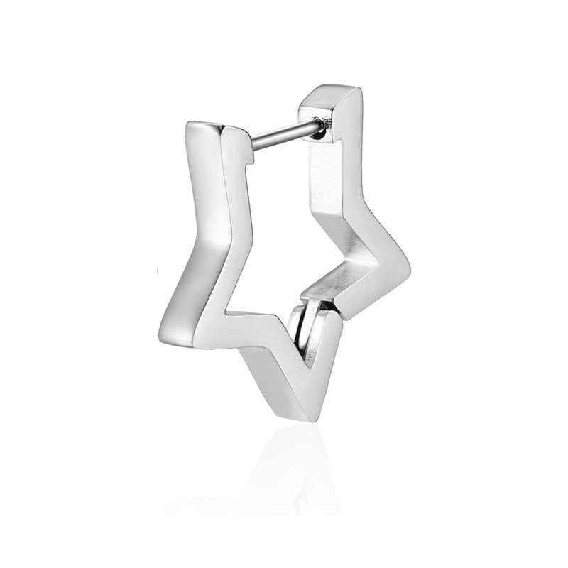 1 Piece Hip-Hop Rock Minimalist Star Heart Shape Metal Button 304 Stainless Steel Copper Gold Plated Hoop Earrings