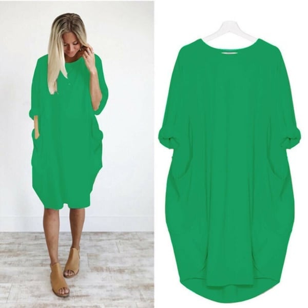 2023 New In-💝17 Colors Women Casual Loose Pocket Long Sleeves Dress