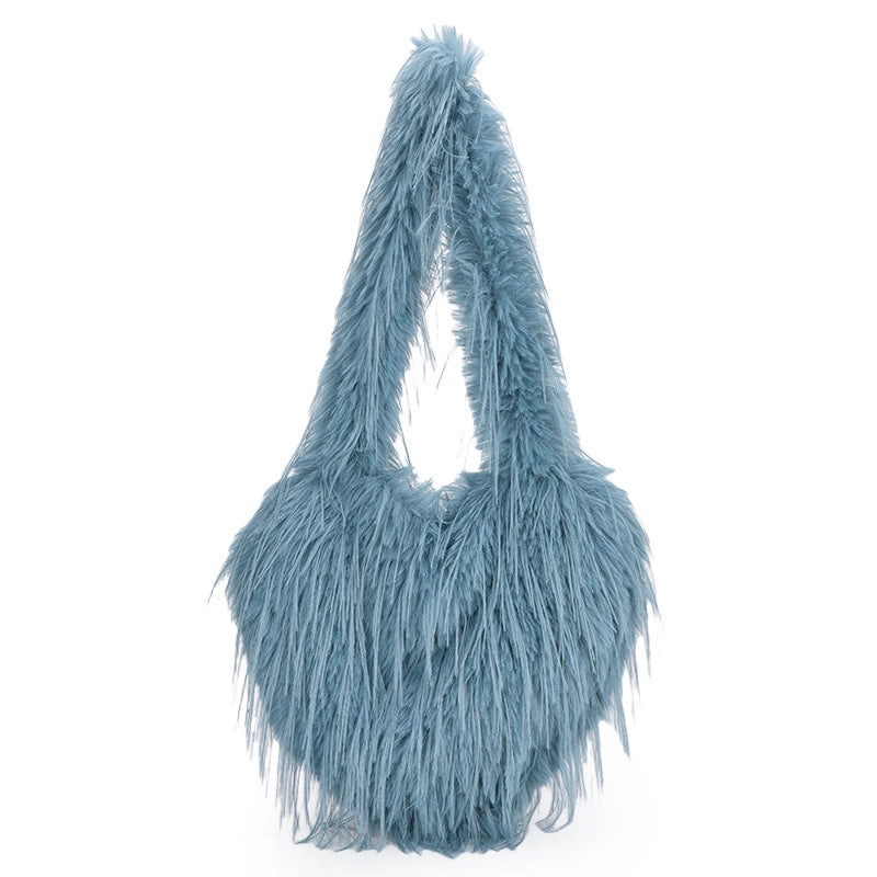 Women's Plush Heart Shape Solid Color Basic Classic Style Heart-shaped Magnetic Buckle Shoulder Bag