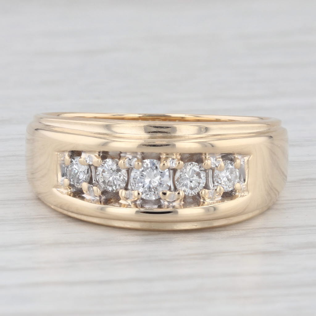 0.48ctw Diamond Men's Ring 14k Yellow Gold Size 10.25 Wedding Band