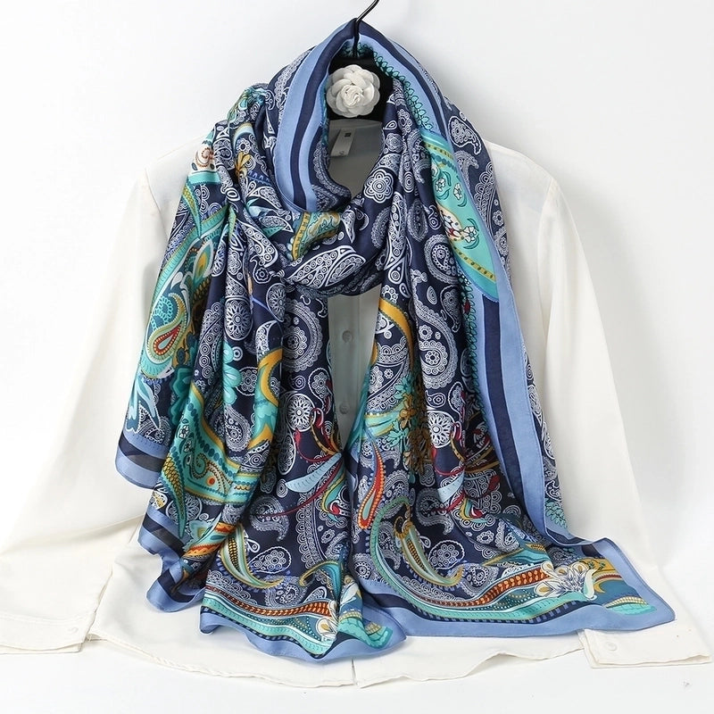 Women's Chinoiserie Paisley Satin Silk Scarf
