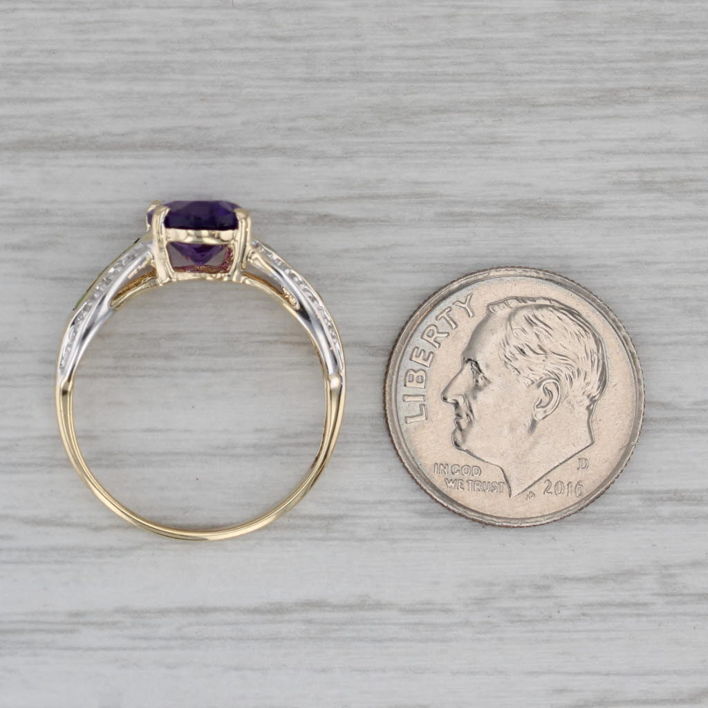 1.83ctw Amethyst Diamond Chrome Diopside Ring 10k Yellow Gold Size 6.75