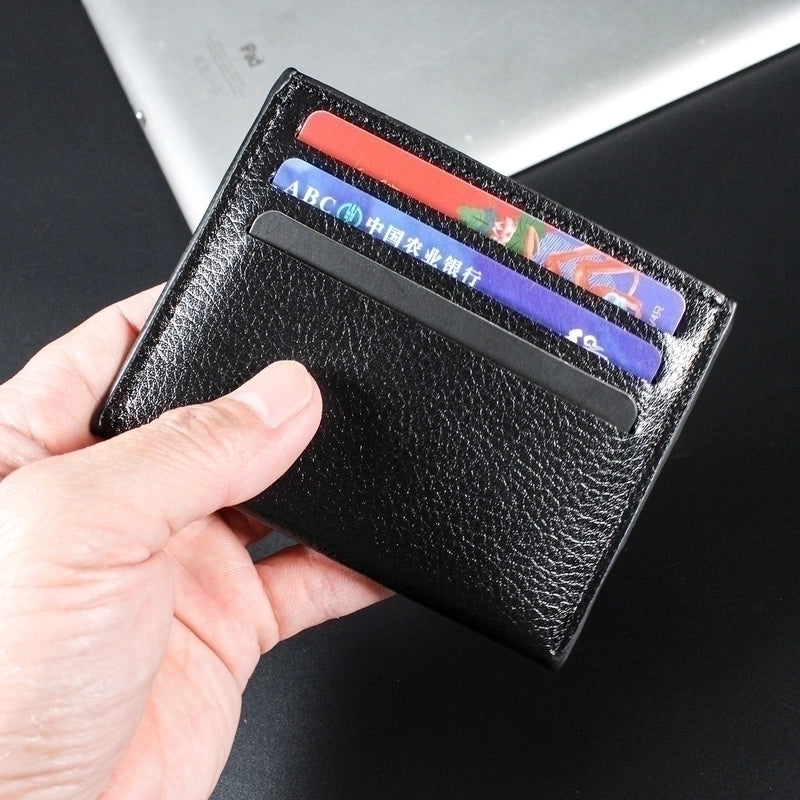 Unisex All Seasons Pu Leather Solid Color Vintage Style Square Open Card Holder