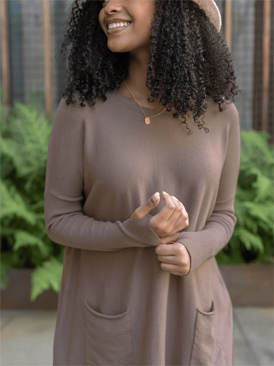 Lange mouw duimgat jumper zak tuniek