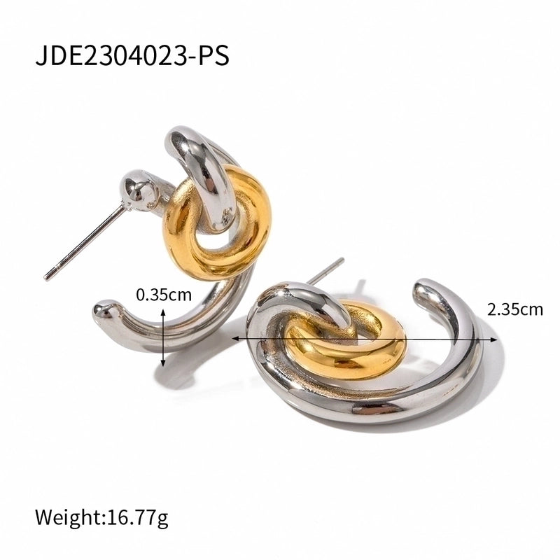 1 Pair Minimalist Classic Style Geometric Mixed Color 304 Stainless Steel Ear Studs