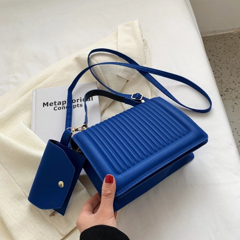 Women's Small Pu Leather Solid Color Basic Square Magnetic Buckle Handbag