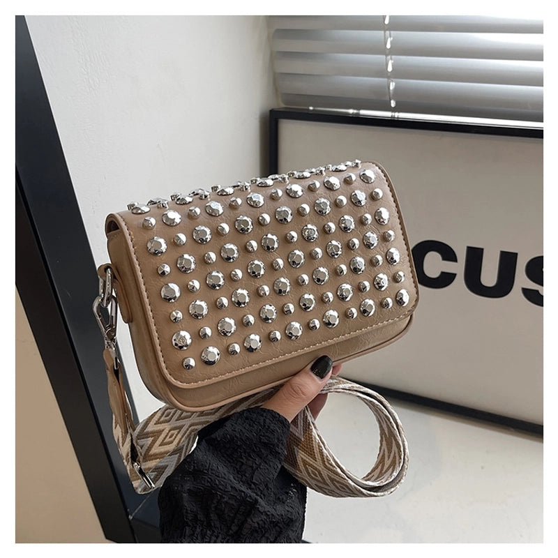Women's Small Pu Leather Solid Color Streetwear Square Flip Cover Crossbody Bag