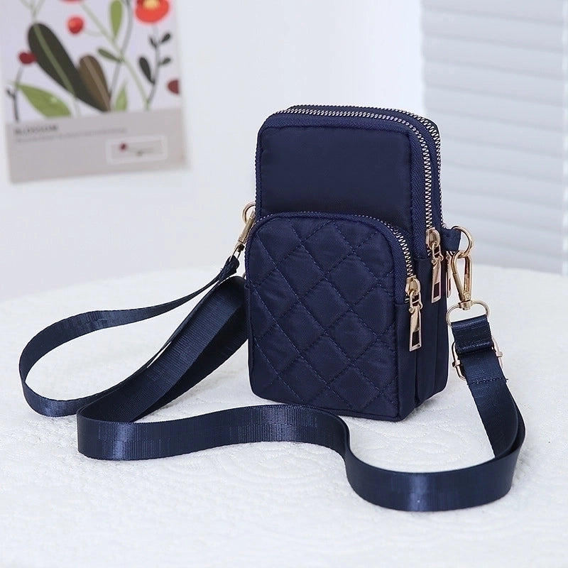 Women's Medium Nylon Solid Color Lingge Basic Square Zipper Square Bag