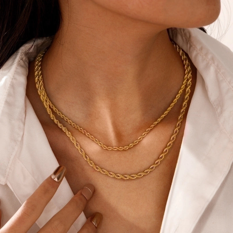 Fashion Twist 304 Stainless Steel Plating Stainless Steel Necklaces