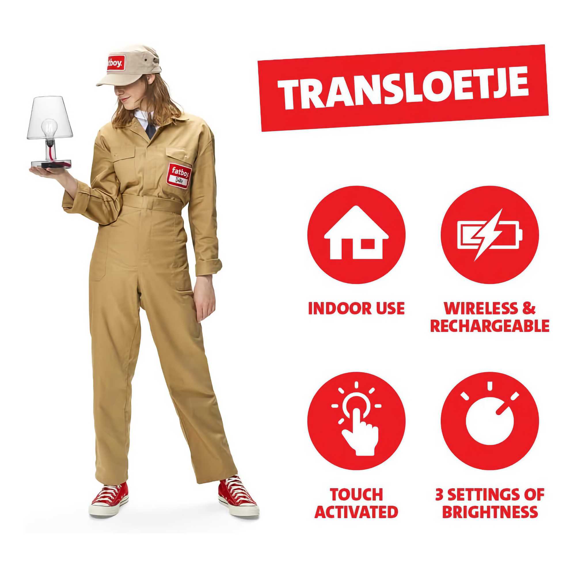 Transloetje portable table lamp. Clear