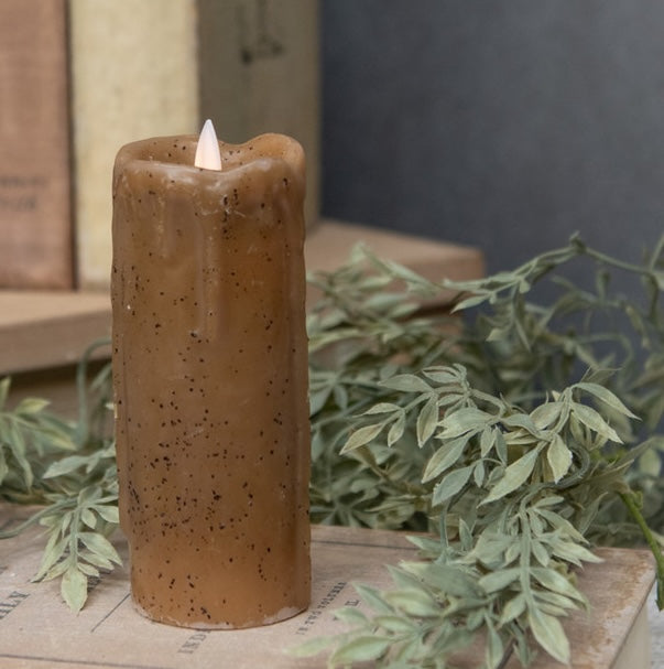 Farmhouse Candle with Flickering Flame. Wheat