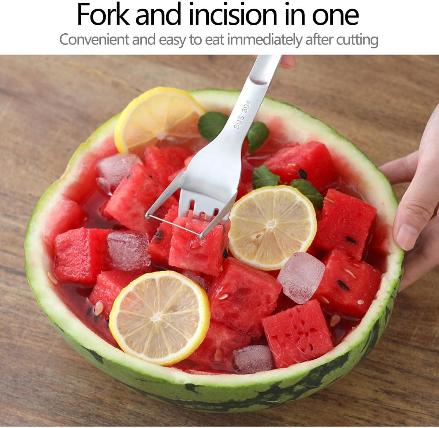 2-In-1 Watermelon Fork Slicer. Stainless Steel Watermelon Slicer Cutter