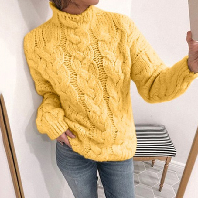 Casual Turtleneck Twist Long Sleeve Sweater