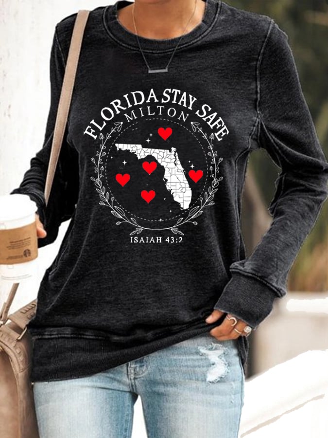 Women's Florida Stay Safe Print Casual Sweatshirt