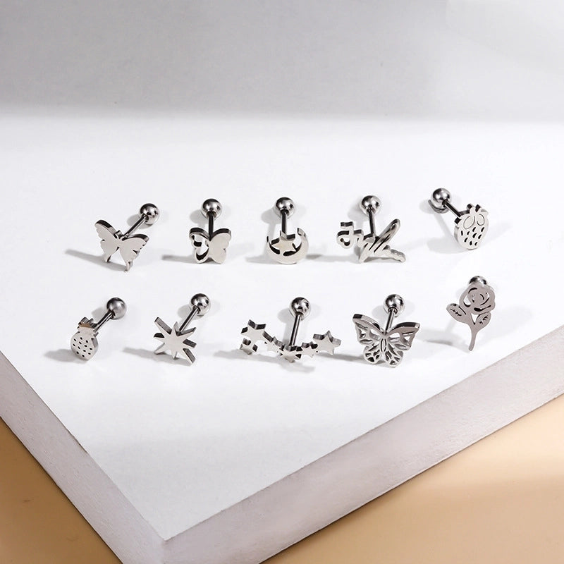 1 Piece Ear Cartilage Rings & Studs Fashion Butterfly 316L Stainless Steel  Plating