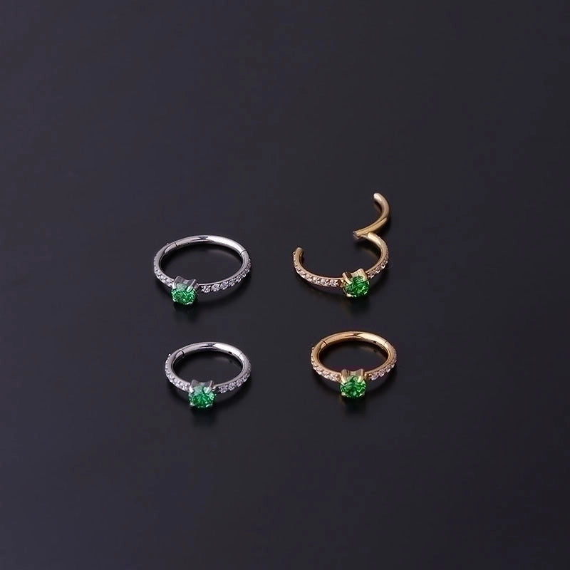 Ear Cartilage Rings & Studs Fashion Round 316L Stainless Steel  Inlaid Zircon Zircon