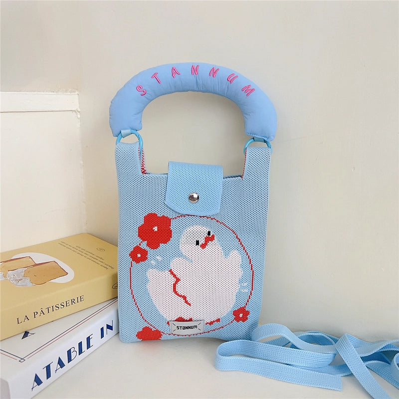 Women's Small Polyester Letter Cat Bow Knot Elegant Bucket Buckle Crossbody Bag
