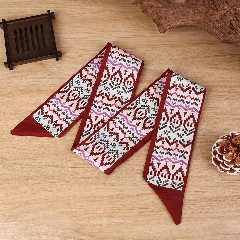 Women's Elegant Geometric Letter Flower Polyester Silk Scarf