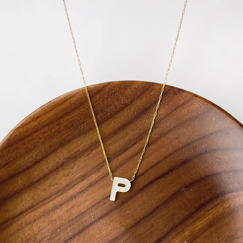 316L Stainless Steel  18K Gold Plated Minimalist Irregular Letter Shell Pendant Necklace