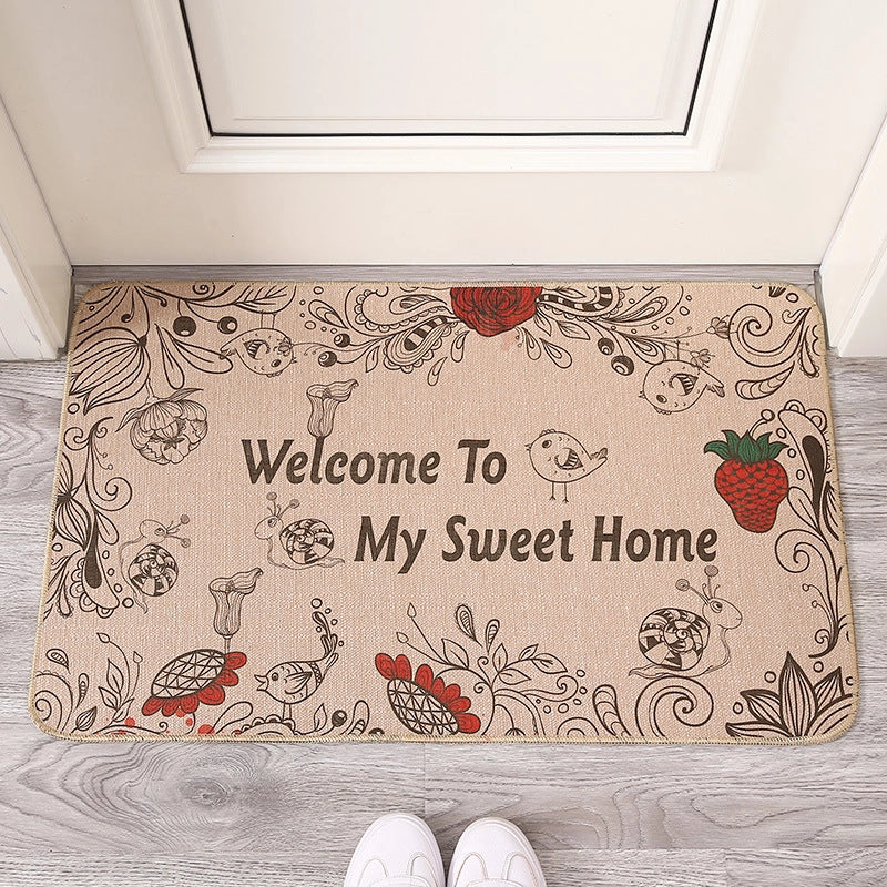 Imitation Saber Hemp Printed Rubber Floor Mat Rubber Bathroom Anti-slip Mat Absorbent Carpet Floor Mat Entrance Door Mat