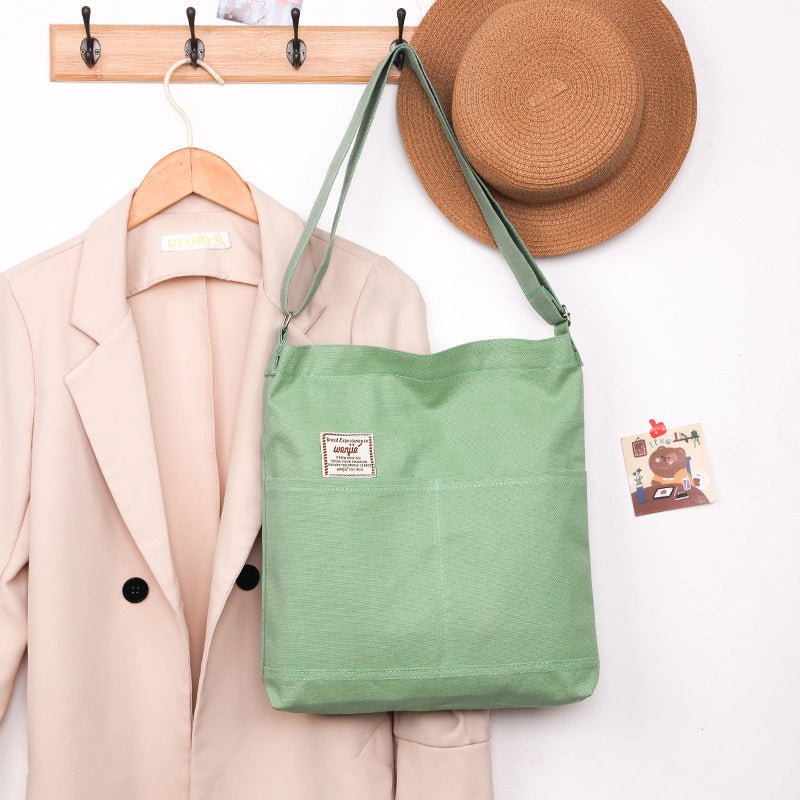 Women's Basic Streetwear Letter Solid Color Canvas Shopping Bags