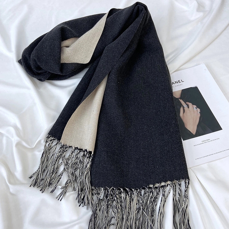 New Scarf Autumn And Winter Popular Color Matching Cashmere High-grade Warm Shawl Student Fashion Scarf Female