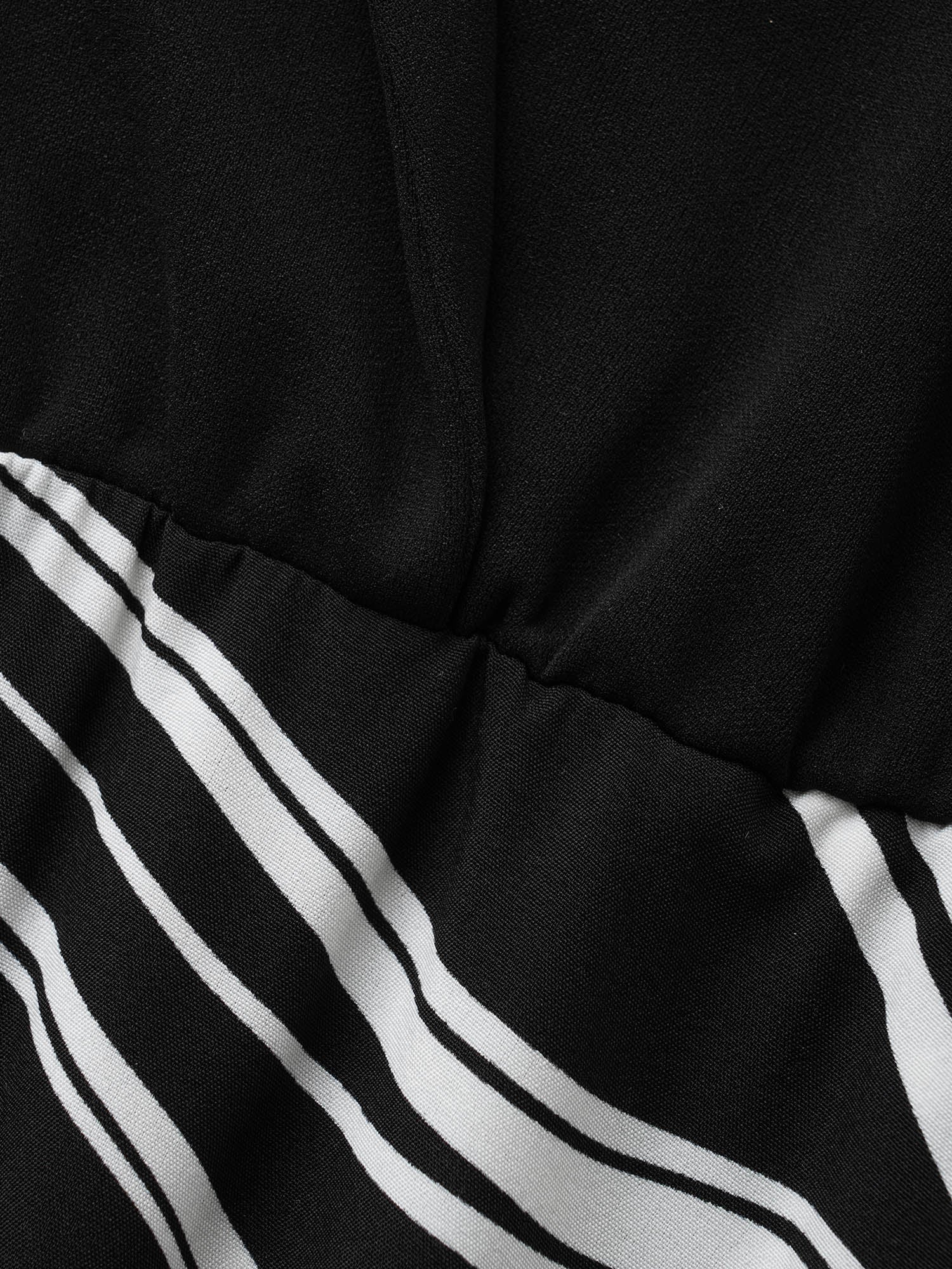 Geometric Patchwork Suit Collar Belted Dress