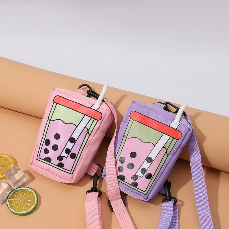 Women's Small Polyester Milk Tea Cute Zipper Coin Purse