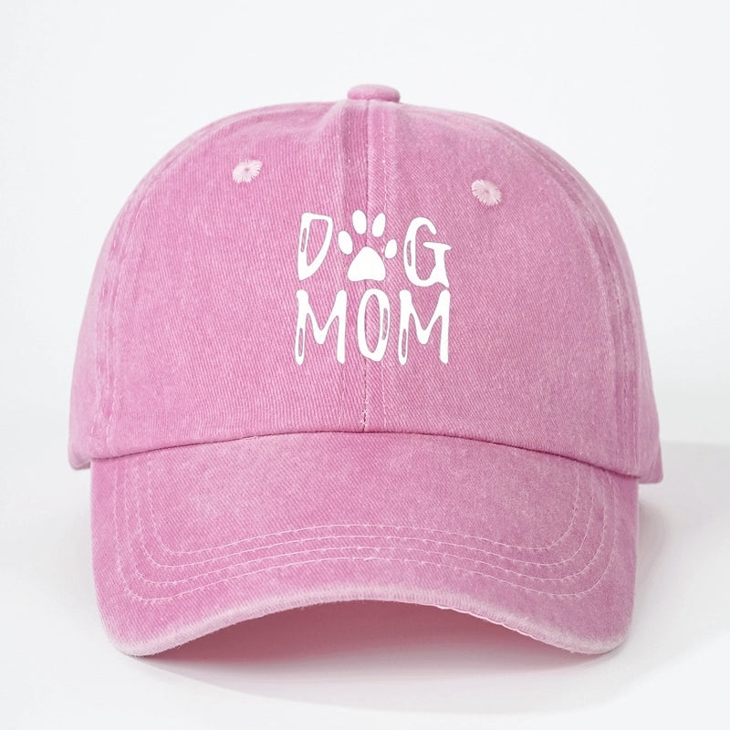 Hot Hat Printing DOG MOM Custom Washed Baseball Cap Men's And Women's Outdoor Sunscreen Soft Top Cap