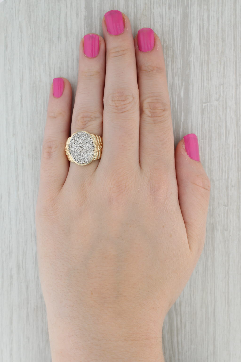 0.80ctw Pave Diamond Cluster Ring 10k Yellow Gold Size 10