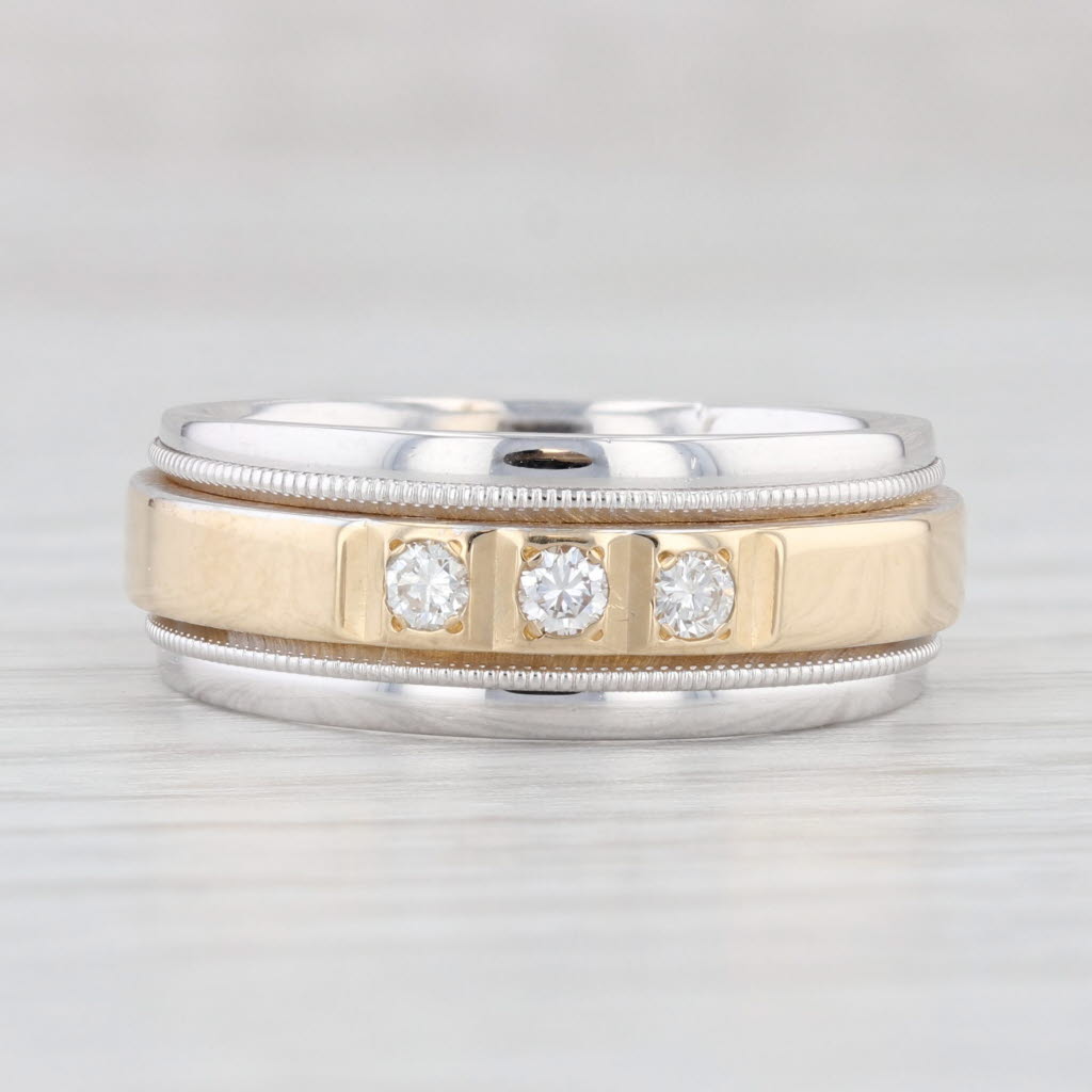 0.12ctw Diamond Ring 14k Yellow White Gold Wedding Band Size 7.5 Stackable