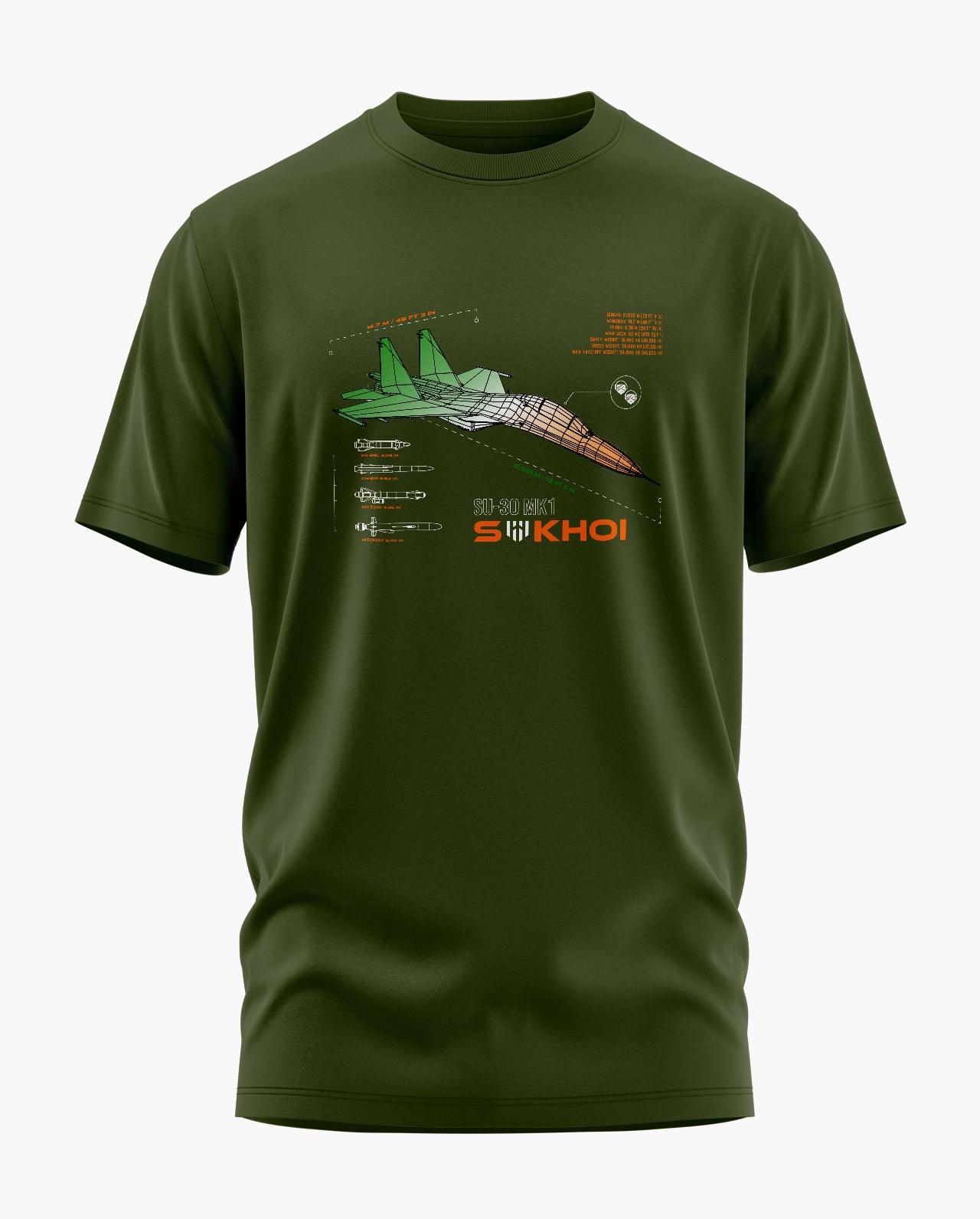 Sukhoi SU-30 MKI India Blueprint T-Shirt