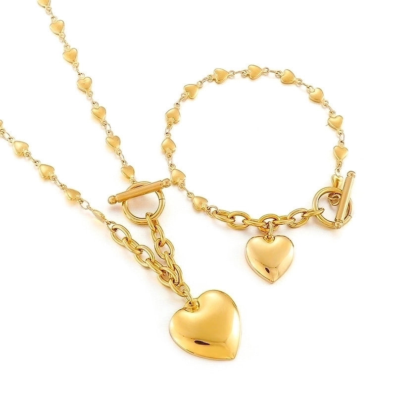 Titanium Steel 18K Gold Plated Fashion Heart