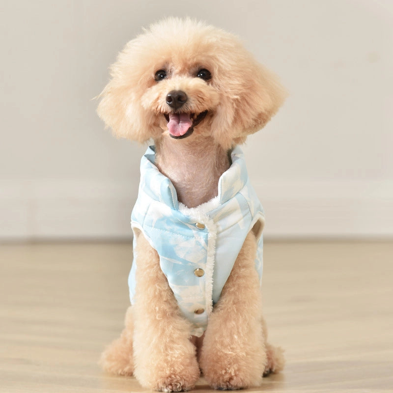 Autumn And Winter Pet Clothes With Velvet Padded Cotton-padded Jacket Teddy Bear Small And Medium-sized Dog Cotton-padded Jacket Warm Waterproof Vest