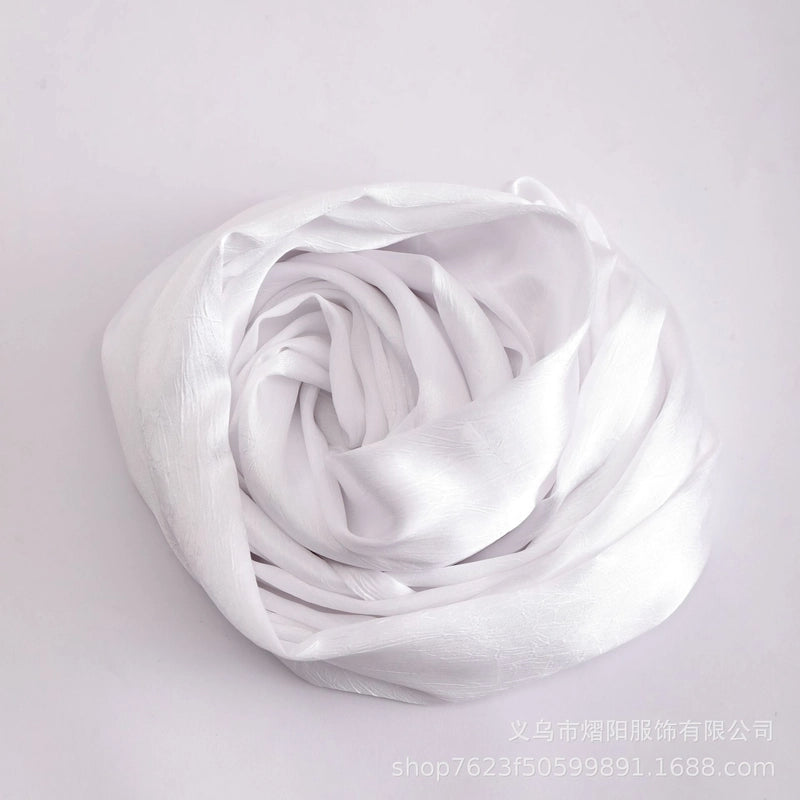 Spring And Summer New Bark Wrinkle Satin Scarf High-end Satin Wrinkle Long Scarf Ethnic Scarf Silk Scarf Shawl