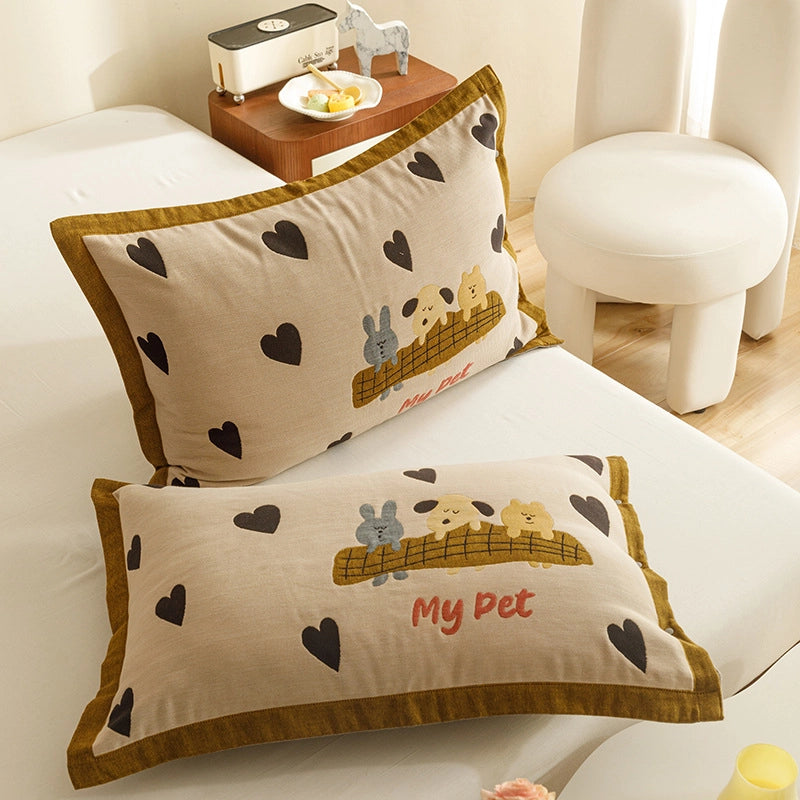 Cute Animal Letter Lattice Cotton Pillow Cases Couch & Sofa Decor