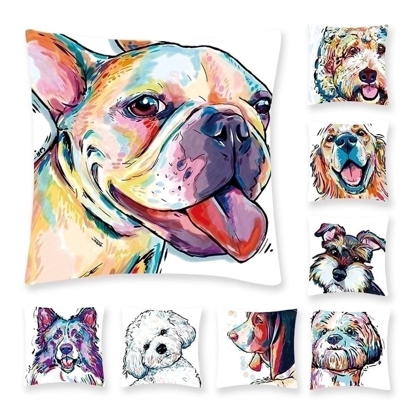 Cute Pastoral Cartoon Dog Plush Throw Pillow