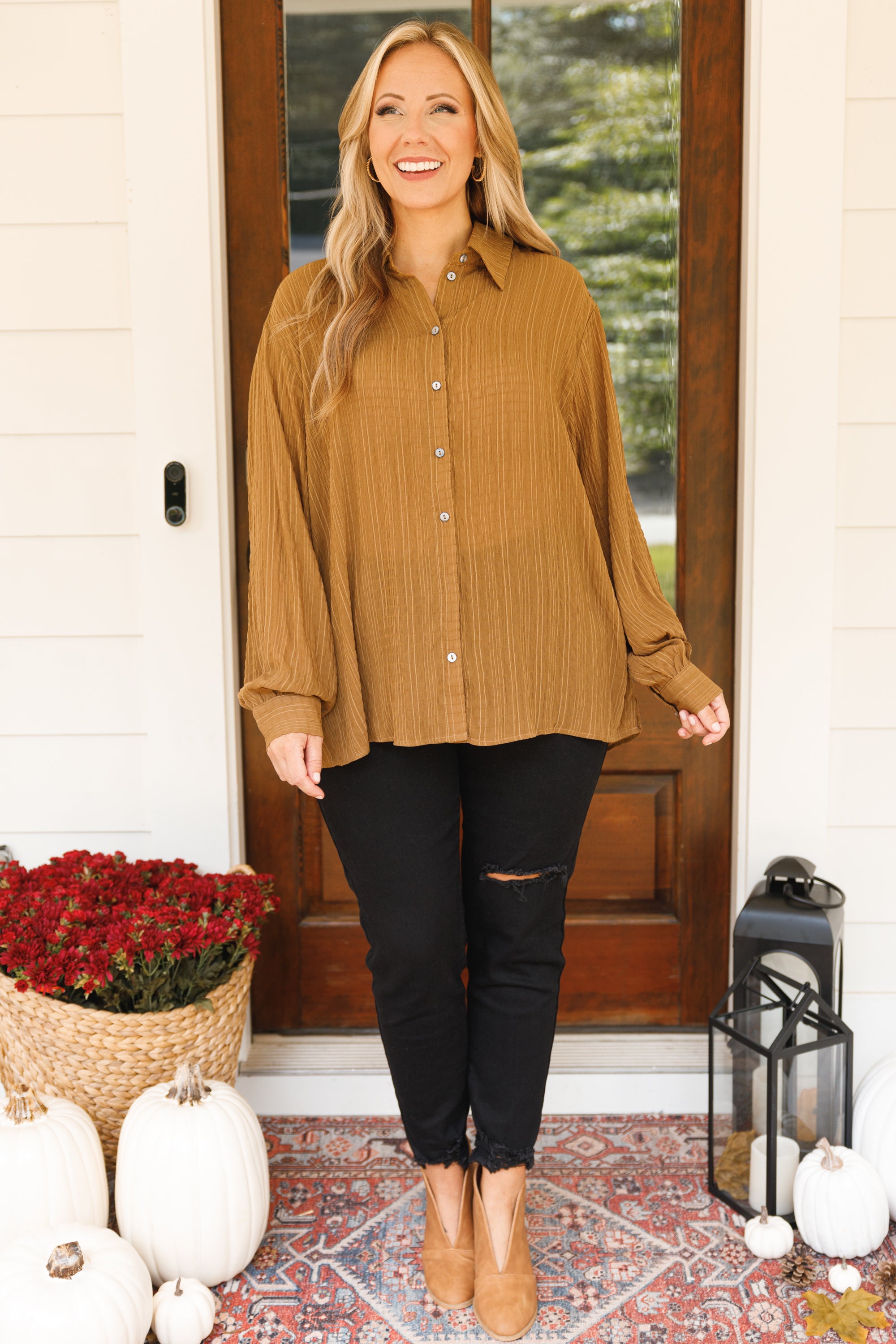 Rise Up Like The Day Blouse. Mocha