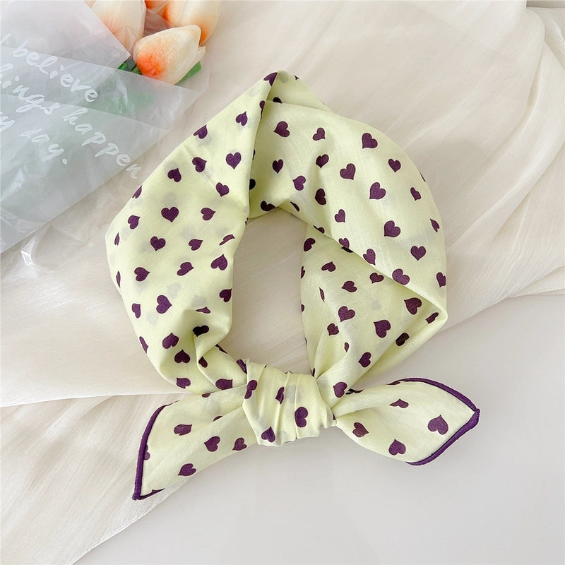Women's Elegant Sweet Ditsy Floral Polka Dots Heart Shape Polyester Silk Scarf