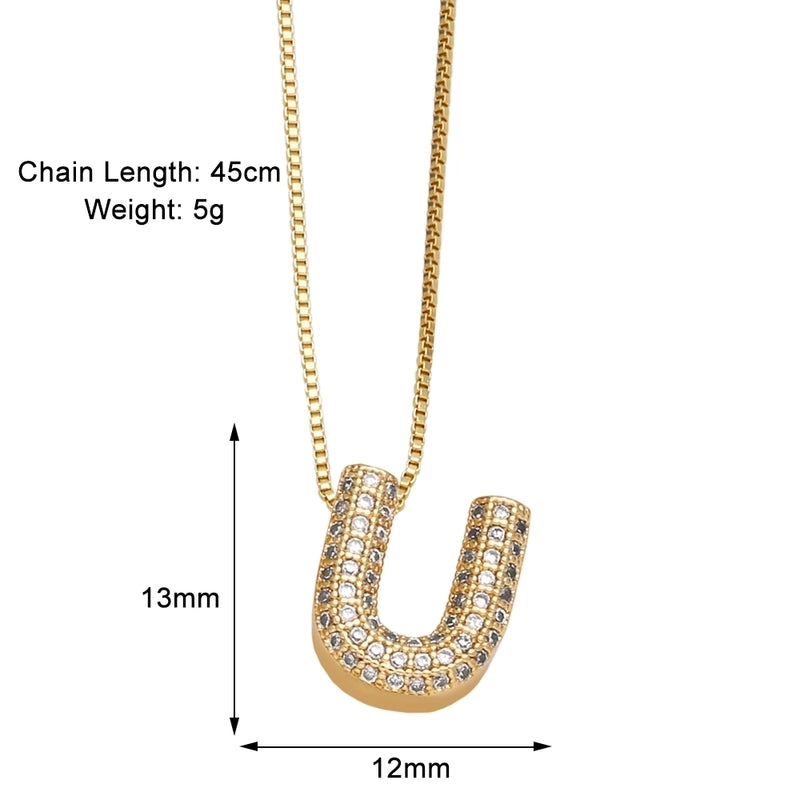 Copper 18K Gold Plated Modern Style Minimalist Plating Inlay Letter Zircon Pendant Necklace