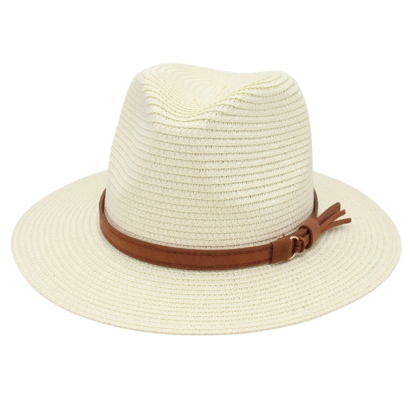 Unisex Pastoral Solid Color Wide Eaves Straw Hat