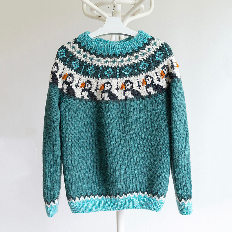 Snow Penguin Graphic Knitted Crew Neck Sweater