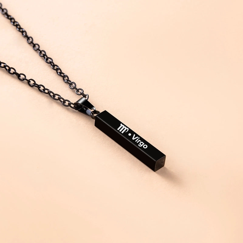 12 Constellation Stainless Steel Ing Pillar Necklace