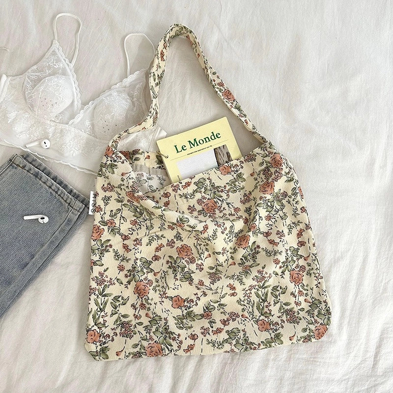 Niche Canvas Bag For Women 2024 New Summer Design Sense High Quality Artistic Floral Canvas Bag