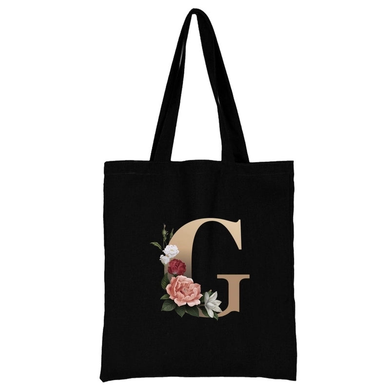 Women's Minimalist Letter Flower Shopping Bags