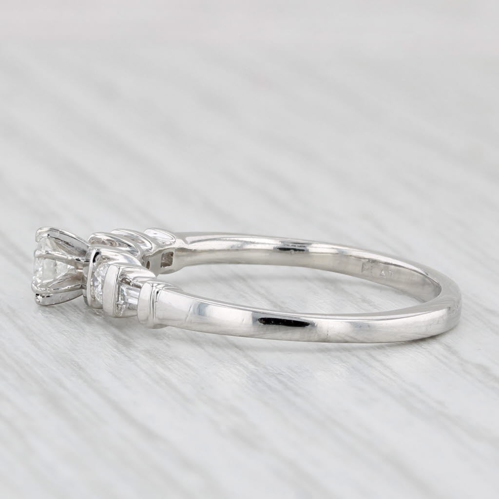 0.38ctw Round Diamond Engagement Ring Platinum Size 8.75 Solitaire w/ Accents