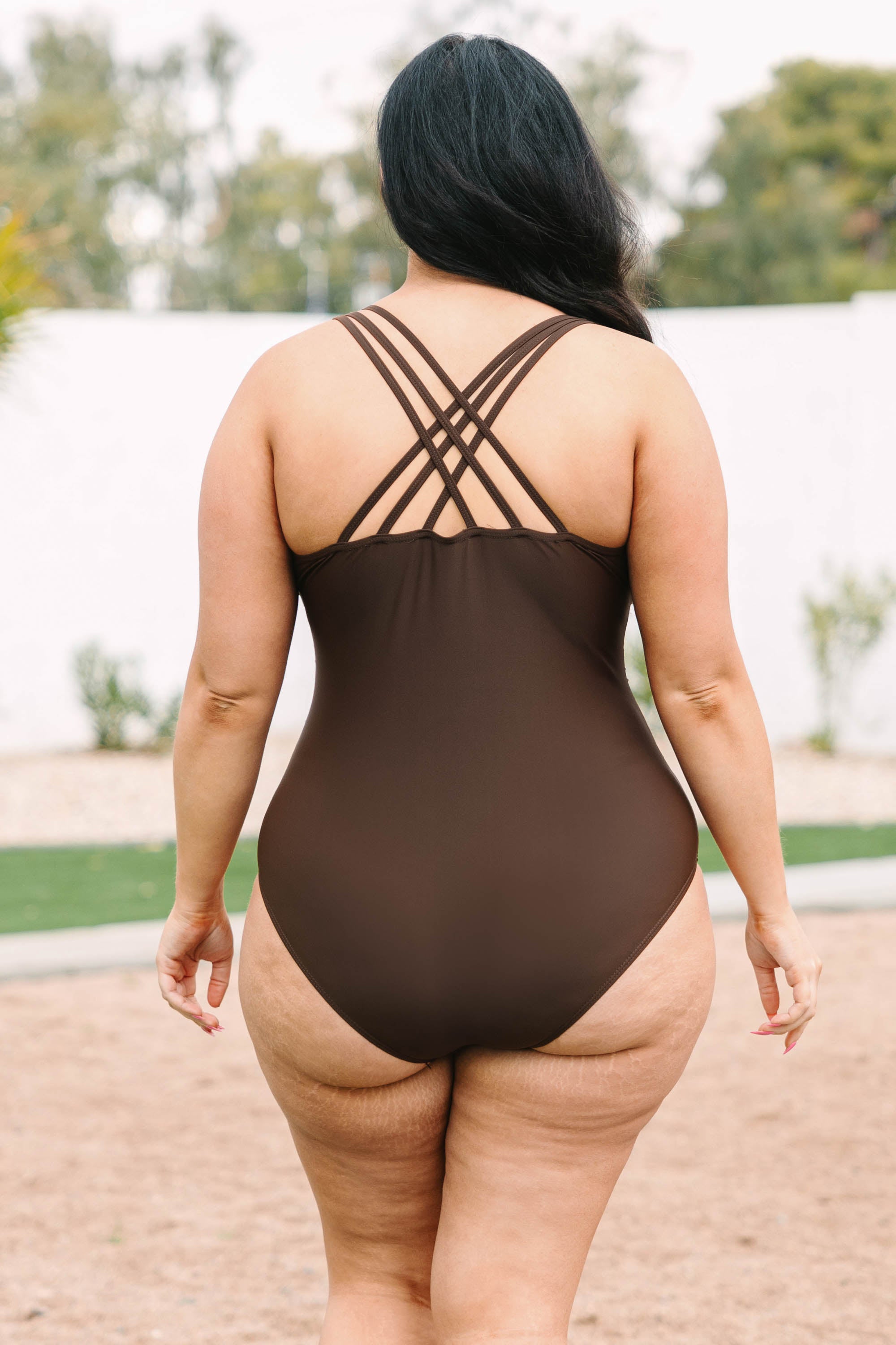 Meet You At The Lake Swimsuit. Brown