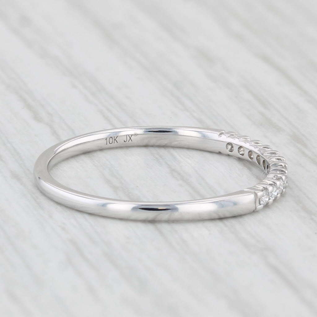 0.10ctw Diamond Wedding Band 10k White Gold Stackable Ring Size 7